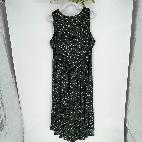 Torrid Studio Knit Hi-Low Midi Dress 2X Green Leopard Wrap V-Neck Falll - Picture 6 of 11